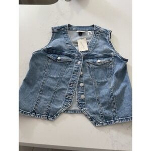 Universal Thread Womens Denim Vest Medium Wash Blue Button Front Size M NEW
